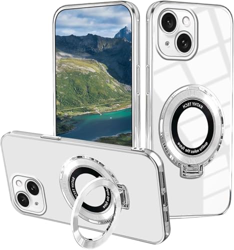 Image of Design for iPhone 13 with Invisible Magnetic O-Ring Stand Military-Grade Clear Case for iPhone 13 6.1 inch [Compatible with Mag-Safe][Great Grip Feeling]