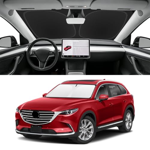 SLOGENTO Custom Fit Windshield Sun Shade for Mazda CX9 2016-2023, Blocks UV & Heat, Front Window...