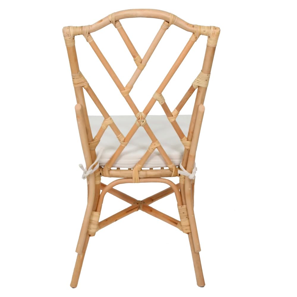 EME Silla Chippendale Fabricada artesanalmente en Ratán Natural. Estructura apilable. Cojín Incluido. Sillas 100% Artesanal. Ideal para Hostelería y Hogar