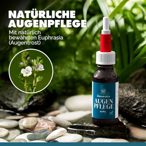PAW WOW Euphrasia Augenpflege 20ml für Hunde & Katzen | Sanfte Augenreinigung | Natürliche Augen-Tropfen bei gereizten & geröteten Augen | Milde Pflege für Hunde und Katzen