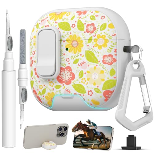 Image of for AirPods 4 Case with Safty Lock & Phone Stand,Cute Floral Pattern Style