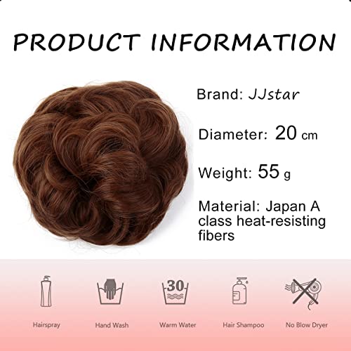 JJstar Messy Hair Bun Curly Wavy Hair Scrunchies Accessories Pieces for Women Girls Synthetic Chignons (Medium Auburn) - Image 3