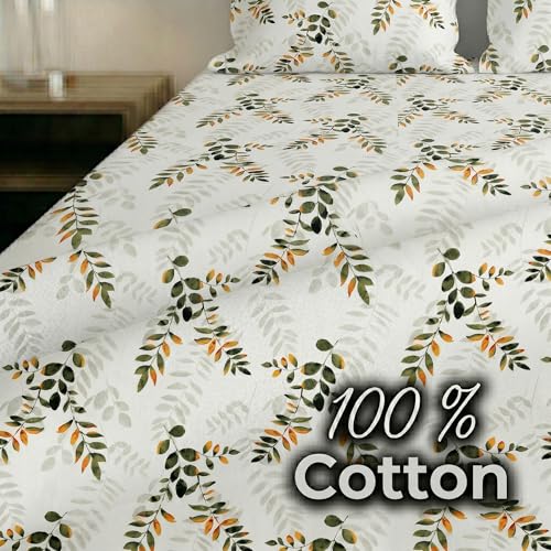 Image of Mafatlal 186 TC Metro Cotton Single Bedsheet | 90 x 60 Inch|Soft, Breathable & Lightweight | with Matching Pillow Cover| Bamboo Green