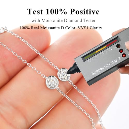 3CT Moissanite Necklace for Women, 925 Sterling Silver Adjustable Station Necklace (16"-18"), Choker Chain with Bezel Set, Dainty Fine Jewelry Gift4