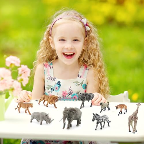 KQDRAVINE 9 Stück Safari Wildtiere Figur, Mini Waldtier, Zoo Spielzeuge, Bauernhof Tiere Spielzeug Tierfiguren Set, Tiere Spielzeug, Safari Animal Toys Figuren für Kinder