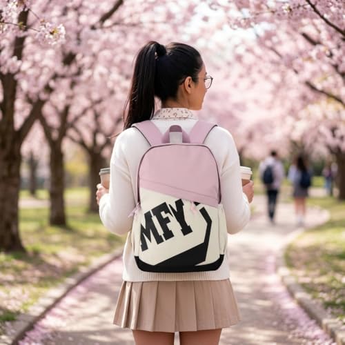 Image of PALAY Backpack Bags for Women Girls Pink White Patch Color School Bag Fashion Letter Print Bookbag Waterproof Large Capacity Laptop Daypack for Women Girls