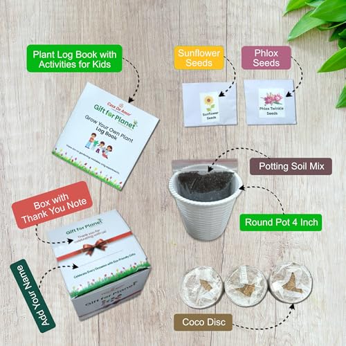 Image of Casa De Amor Gift for Planet Grow Your Own Flower Kit | Eco-Friendly Return Gift for Kids Birthday Party | DIY Gardening Kit with Pot, Seeds, Soil (Set of 1)