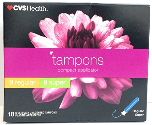 CVS Health Tampons Compact Applicator, Multi-Pack, Pack of 3 x 18 Unscented Tampons/Box