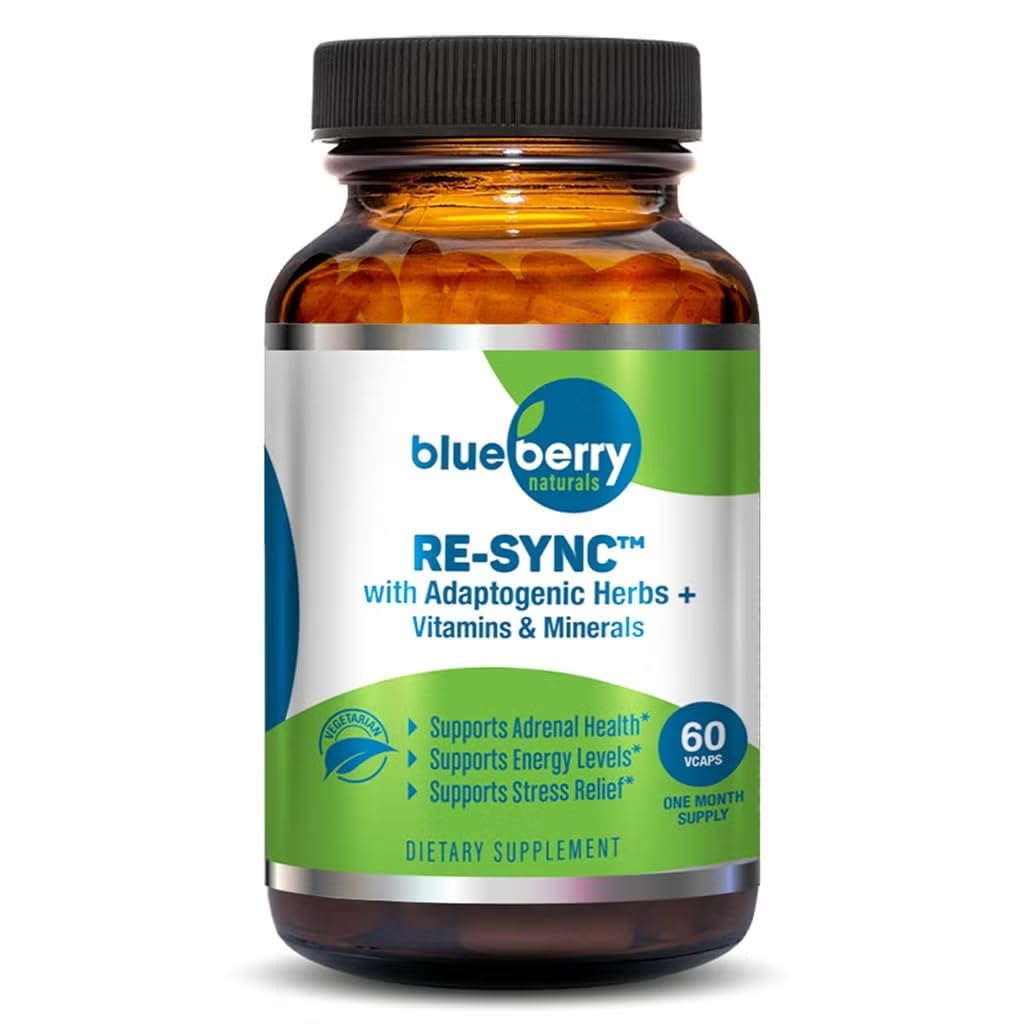 Blueberry Naturals Re-Sync Vegetarian Capsules – 60-Count | Stress Relief & Natural Energy Support