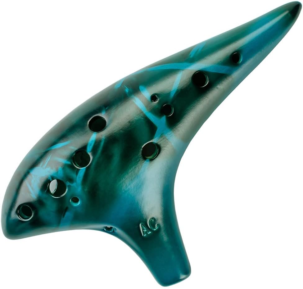 Strawfire 12 Hole Ocarina Instrument,Alto C Ceramic Ocarina With Song Book Strap for Beginner (Blue)