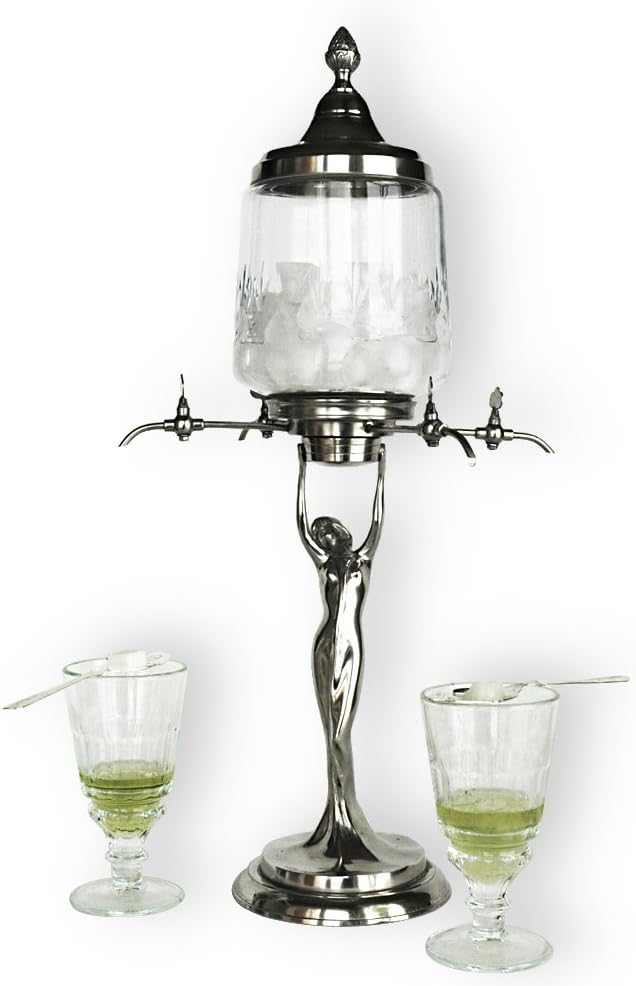 Lady Absinthe Fountain with Four Metal taps - Exact Reproduction of The Most Famous Absinthe Fountain Style