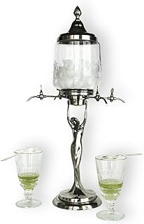 Metal Absinthe Fountain Lady Style with Four Metal taps - Exact Reproduction of The Most Famous Absinthe Fountain Style