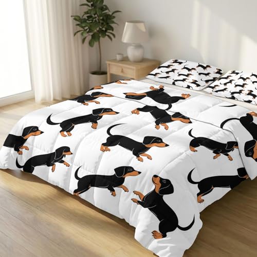 Edredón de perros salchicha de 180 x 200 cm sin funda y lavable para todo el año 2