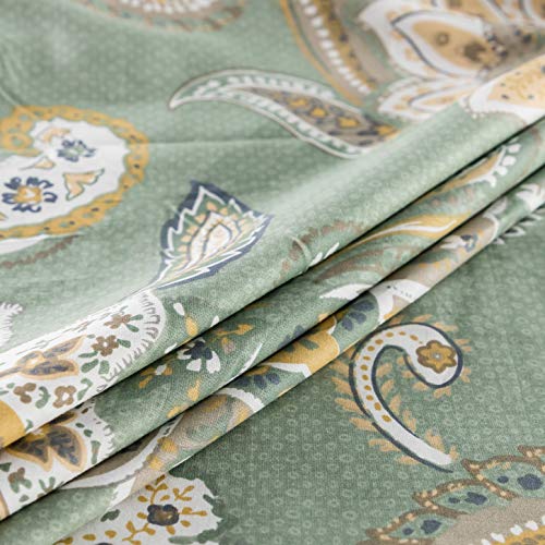 Yuheguoji YHGJ2020617K419Z Paisley Duvet Cover Queen 100% Cotton Green Floral Duvet Cover 3 Pcs Set 1 Beige Bohemian Damask Duvet Cover thumb #4