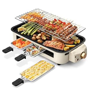 Pukomc Electric Indoor Grill,2 in 1 Indoor Grills for Kitchen with Grill Net & Non-Stick Cooking Removable Plate, Temperature Control, Dishwasher Safe, 1500W Smokeless Grill Pukomc Electric Indoor Grill2 in 1 Indoor Grills for Kitchen with Grill Net Non Stick Cooking Removable Plate Temperature Control Dishwasher Safe 1500W Smokeless Grill