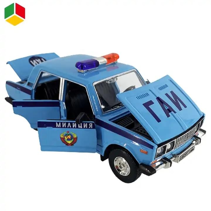 Image of 1 /24 Big Russian Police Jeep Toy Car Metal Pull Back Diecast Car with Openable Door and Sound Light, Gifts Toys for Kids【 Blue 】