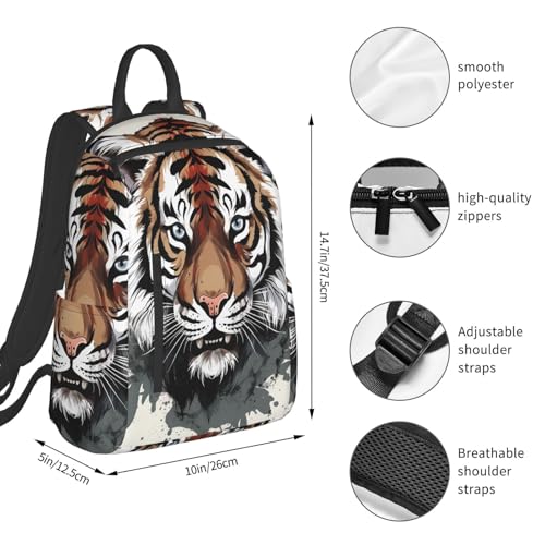 Casual Backpack for Women Men Black and White Doodle Tiger Lightweight Daypack Large Capacity Nurse Bag4