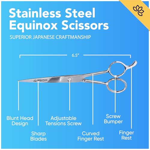 Image of Equinox International, Professional Hair Scissors, Hair Cutting Scissors Professional, 6.5 inch Overall Length, Barber Scissors For Men & Women, Premium Shears For Salon & Home Use (Ice Tempered, Silver)