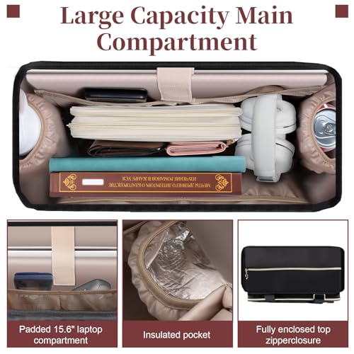 Teacher Tote Bag, 15.6-inch Laptop Teacher Laptop Bag with Foldable Document Pocket, Nurse Bag with Insulated Pocket2