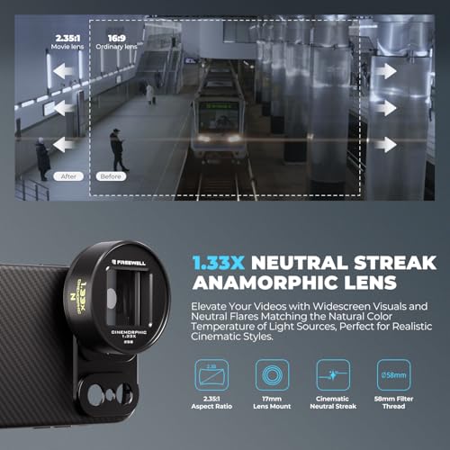 Image of Freewell Neutral Streak 1.33x Anamorphic Lens with 17mm Mount- Cinematic Wide-Screen Lens with Natural Light Streak Effect, Perfect for Night Cityscapes, Filmmaking, and Creative Video Production