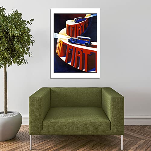 Affiche Fiat encadrée grand format mat pour déco murale rétro