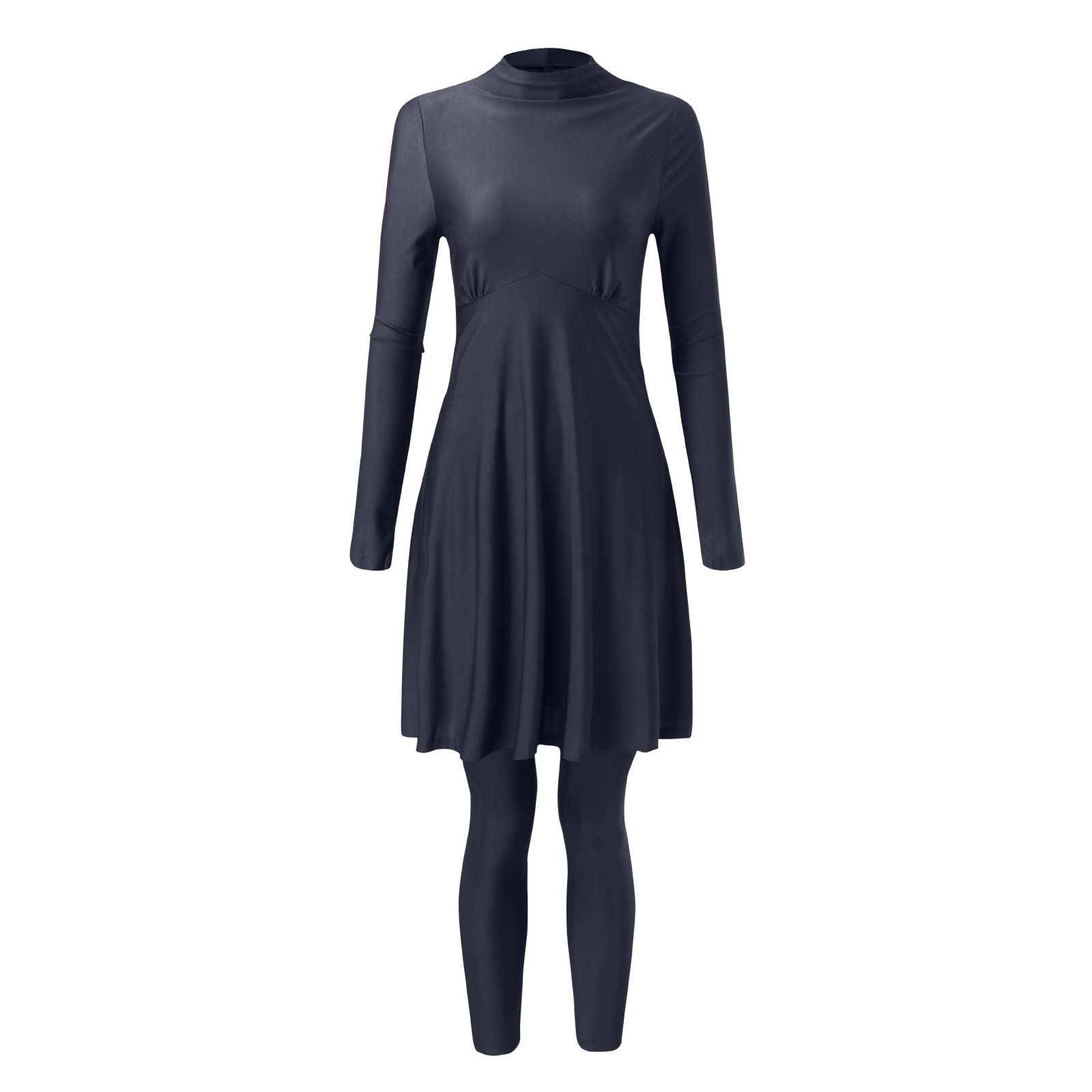 Generisch Damen Muslimische Badeanzug Burkini Langarm Schwimmoberteile Built in Bra+Schwimmhose 2tlg Full Cover Modest Bademode