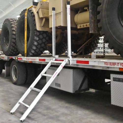 Image of Heavy Duty 48 inch Aluminum Transport Truck Step Deck Ladder for 28 inch to 42 inch Trailer Bed