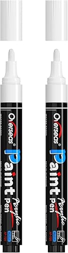 Overseas Rotuladores de pintura blanca, marcadores acrílicos permanentes, paquete de 2 unidades, a base de agua, secado rápido, marcadores