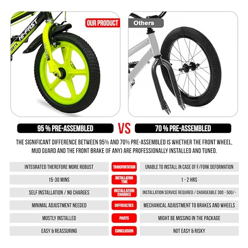HI-FAST 14 inch Sports Kids Cycle for Boys & Girls 3 to 5 Years with Training Wheels (95% Assembled) (Green) 6 51LgwrfhaZL