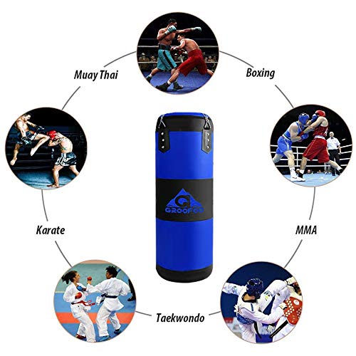 image for GROOFOO Kids Boxing Bag for Punching Sparring, UNFILLED Oxford Punch B