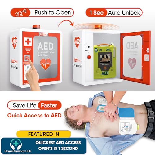 Resqred Aed Defibrillator Wall Mounted Cabinet With Metal Aed Projecting Sign thumb #1