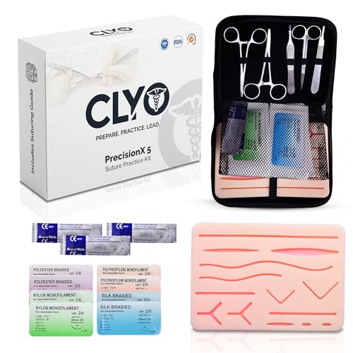 Image of Clyo PrecisionX 5 Suture Practice Kit - Complete Suturing Practice Kit for Medical Students & Professionals | Realistic Silicone Pad, Durable Tools & Pre-Cut Wounds | Suturing ebook Included