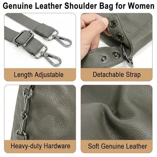 Image of YALUXE Women's Real Leather Shoulder Bags Hobo Handbags Purse Crossbody Bag