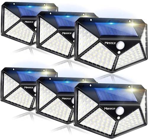 VINHMOR Solar Lights Outdoor 6 Pack, 100LED/3 Modes 270° Lighting Angle Motion Sensor Security Lights, IP65 Waterproof Wall Lights Solar Powered, Bright for Backyard Garden Fence Patio Front Door
