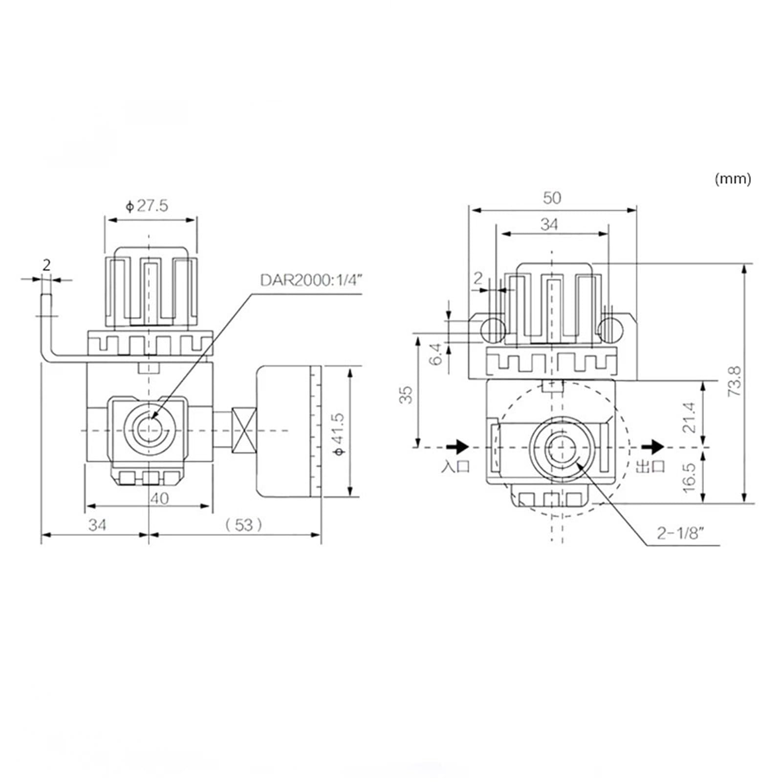 Régulateur de pression AR2000 02 G1/4 pouces, Mini contrôle de décharge Ar2000-02, unités de traitement de compresseur, raccord de jauge de Valve 1 pièces(AR2000 6mm)
