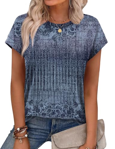 Image of Alaroo Womens Summer Tops Short Sleeve Shirts Crew Neck Cute Trendy Tunic Blouses (S-3XL)