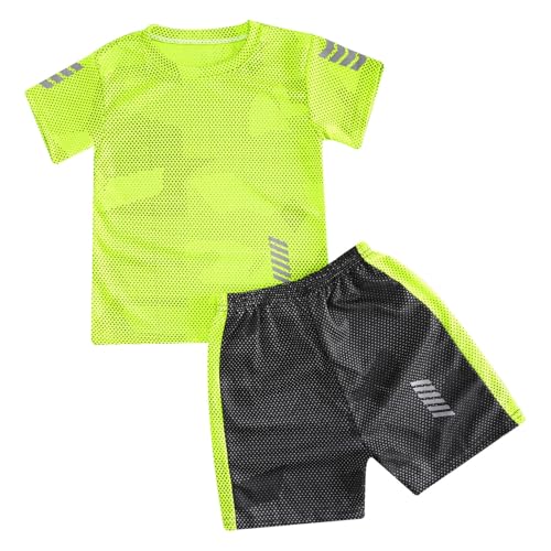 Freebily Completo Sportivo Bambini e Ragazzi Tuta da Ginnastica Uniformi da Calcio Basket Maglia da Calcio T-Shirt Sportiva e Pantaloncini Sportivi Basketball Jersey Set Giallo 7-8 anni