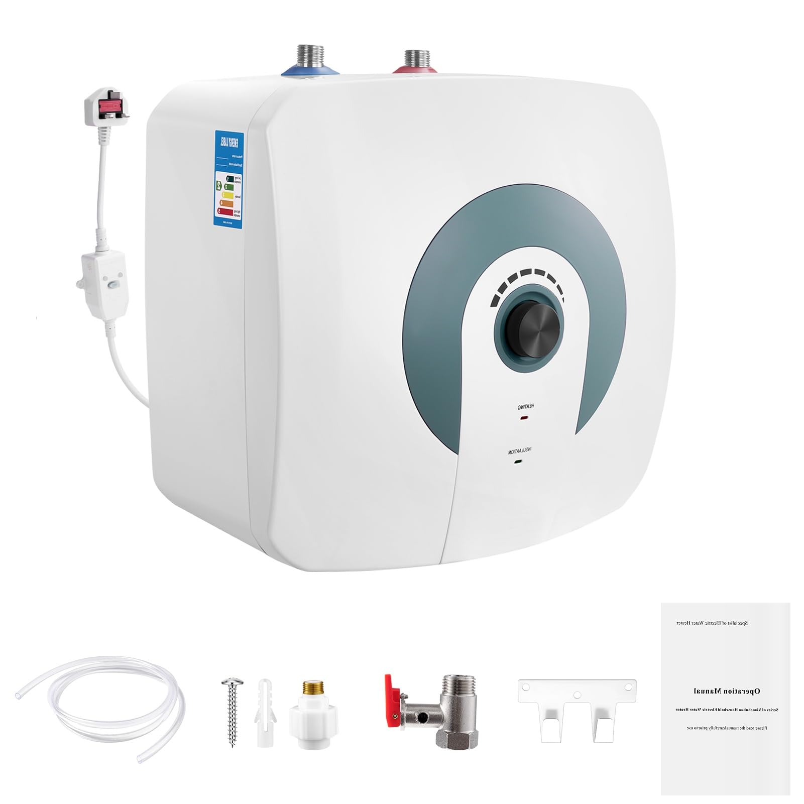 Victoam Mini Electric Water Heater, 15L 1.5KW 240V Portable Water Heater, IP4X Waterproof, Storage Water Heater for Kitchen Bathroom Home Pet Washing
