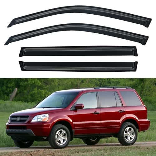 Image of Window Visors Rain Guards Shield for 2003-2008 Honda Pilot, Out-Channel Window Vent Wind Deflectors Visors Shades for 03-08 Pilot