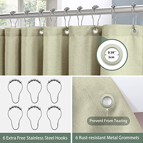 VANZAVANZU Waterproof Narrow Shower Curtain 92x182cm for Small Bathroom with Metal Hooks Linen Fabric Shower Curtain Heavy Duty Bath Curtain for Wet Room Bathtub Shower Stall - Image 3