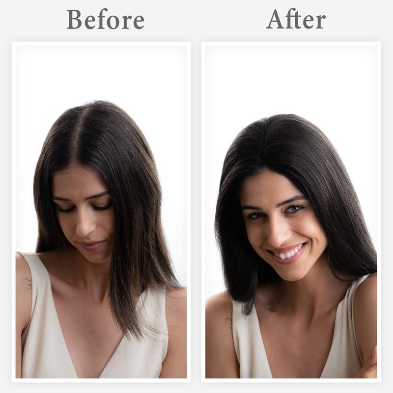 Image of Hair Originals 100% Human Hair Extensions for Women, Clip in Scalp Topper /Hair Topper, Silk Based- (5 inchx3 inch, 16 Inches, Natural Brown)