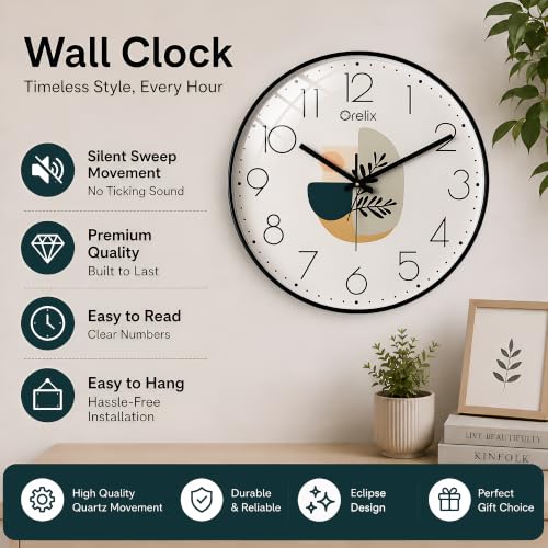 Image of Designer Silent Wall Clock for Bedroom Stylish | Wall Watch for Living Room | Modern Fancy Unique Glass Wall Clock for Hall, Office, Kitchen, Home