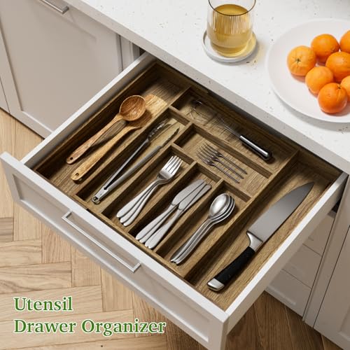 Acacia-Wood-Kitchen-Silverware-Drawer-Organizer-Expandable-Utensil-Cutlery-Drawer-Organizer-with-Dividers-Flatware-Organizer-Silverware-Tray-for-Spoon-Fork-13-21×169-6-8-Slots Acacia Wood Kitchen Silverware Drawer Organizer Expandable Utensil Cutlery Drawer Organizer with Dividers Flatware Organizer Silverware Tray for Spoon Fork 13 21×169 6 8 Slots