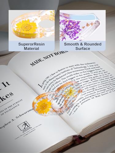 4-Pieces-Dried-Flower-Resin-Book-Page-Holder-Transparent-Thumb-Ring-Page-Holder-Handmade-Personalized-Flower-Resin-Bookmark-Reading-Accessories-Gift-for-Teachers-Book-Lovers-Colorful-B