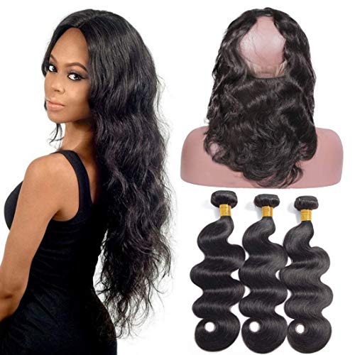 Tissage Bresilien En Lot Avec 360 Lace Frontal Closure Meches Bresiliennes Tissage Humain Lisse Cheveux Bresilien Tissage Body Wave Tissage Extension