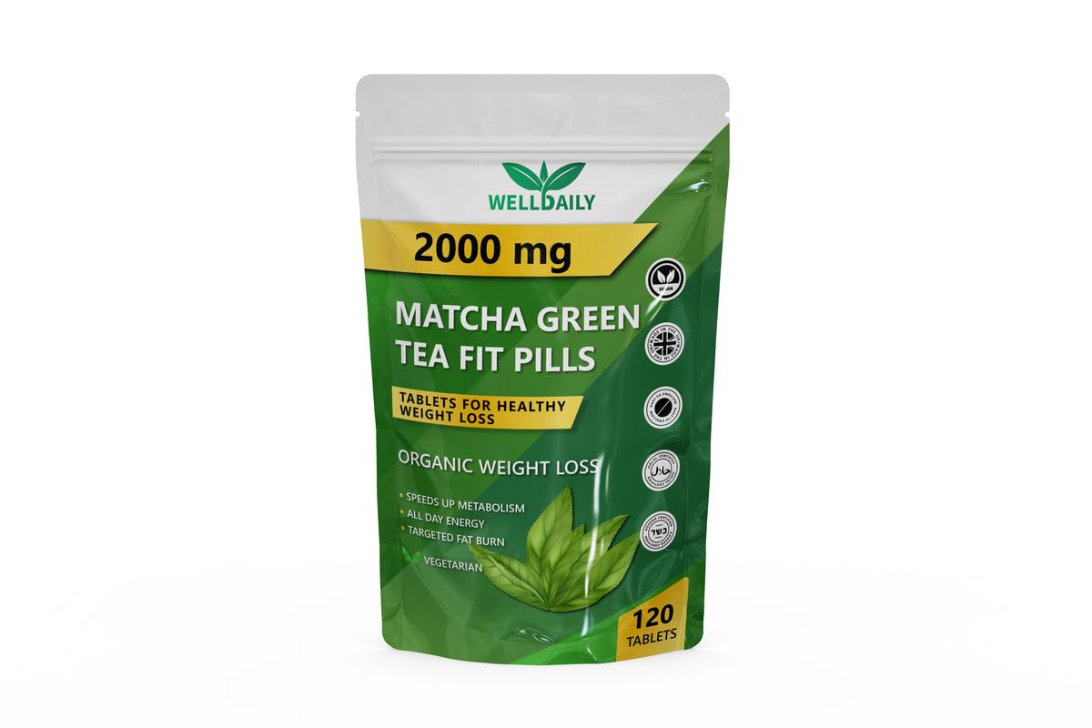 Matcha Green Tea 2000MG Organic Capsules – Natural Energy & Metabolism Booster | Fat Burner & Appetite Suppressant Support | 120 Vegan Tablets