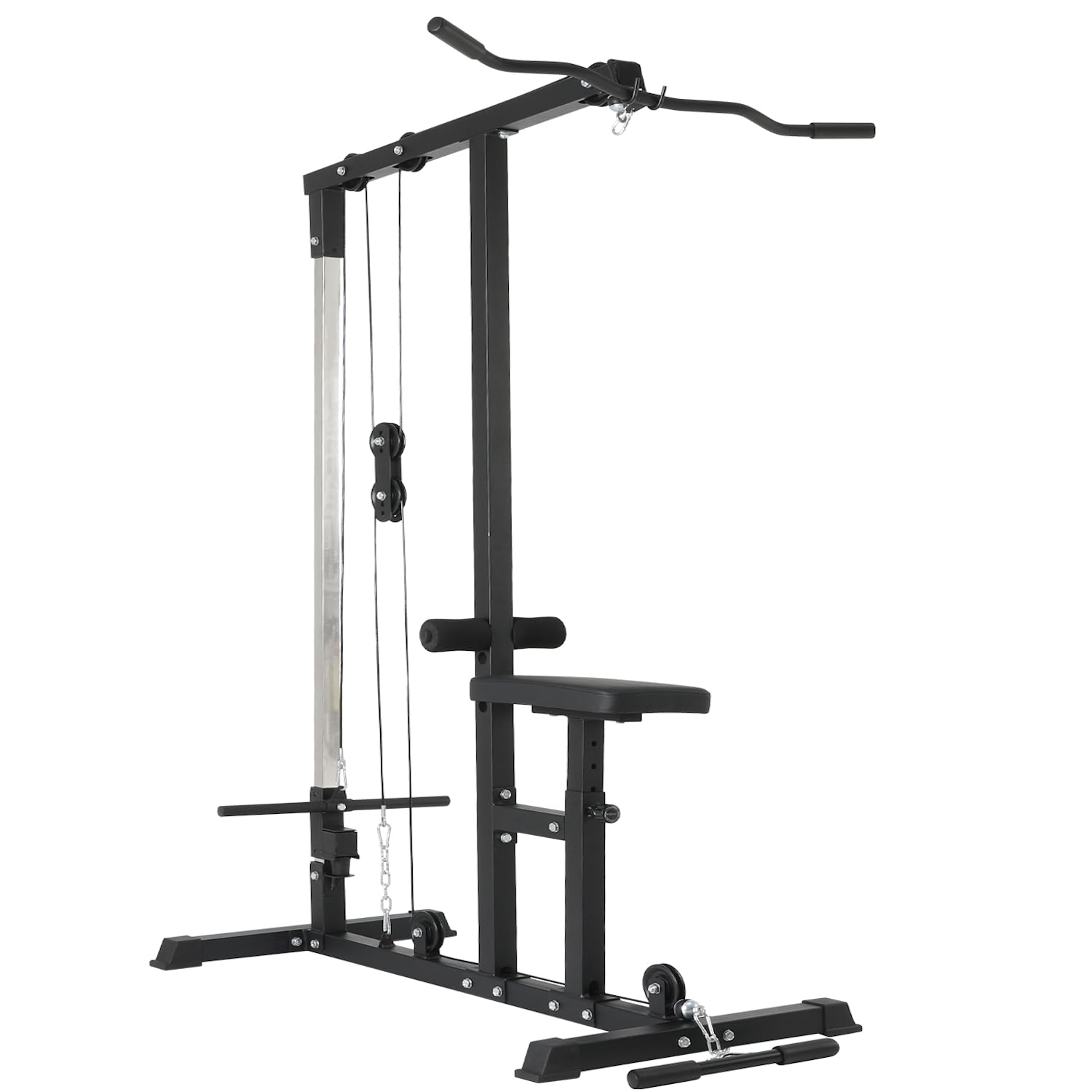 Máquina de poleas para dorsales, Torre de jalón, Banco de Acero multifunción, Barra para tríceps, Capacidad máxima de 280 kg, Entrenamiento Muscular.