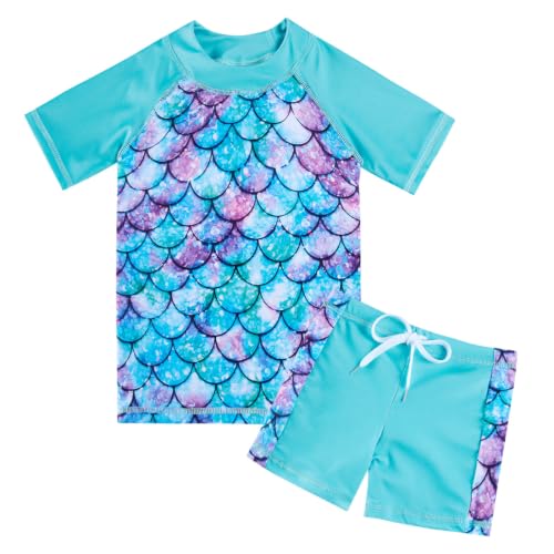 Image of Lovekider Girls Swimsuits 2 Piece Rash Guard Liner Bathing Suit Shorts Set