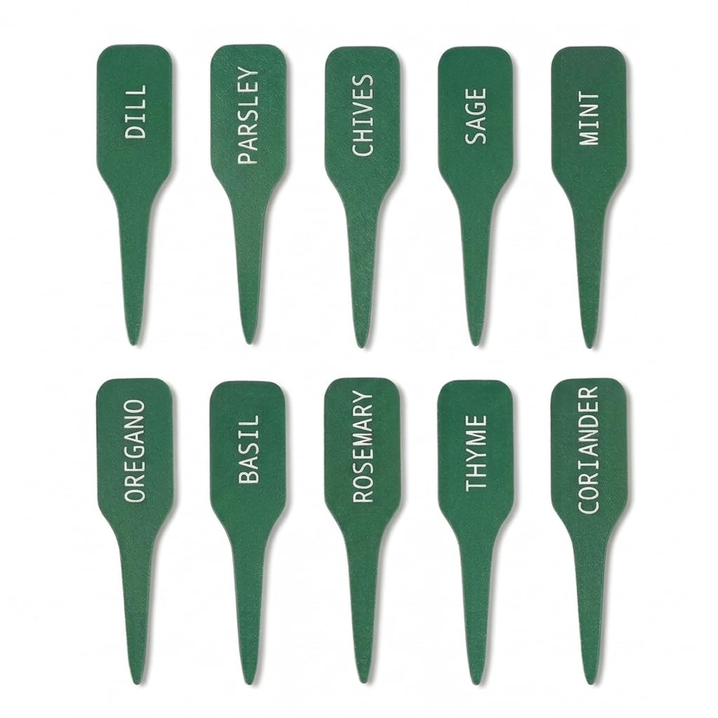 Herb Garden Markers Set (10 Pack) | 3D Printed Plant Labels for Basil, Mint, Parsley & More | Waterproof Garden Tags