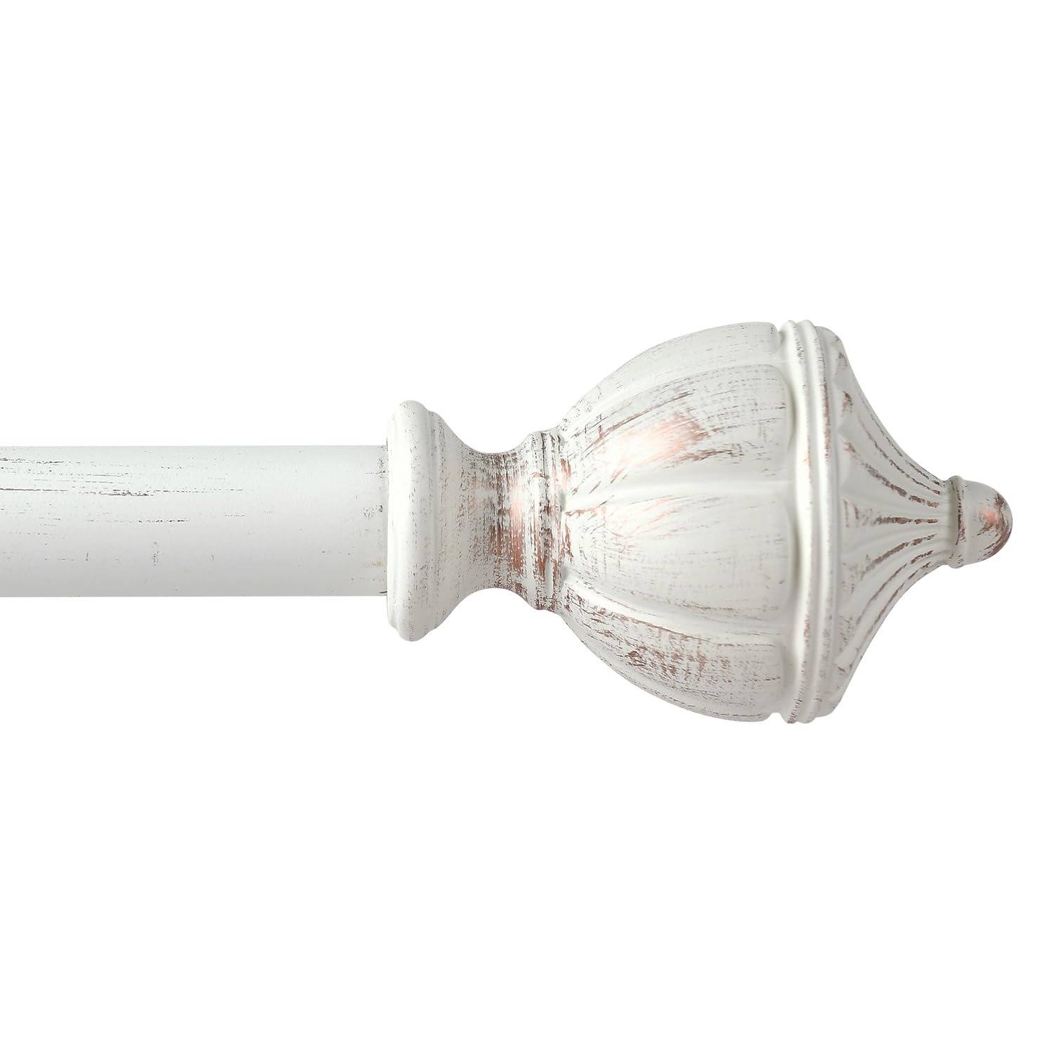 Gardinenstange mit 25 mm Durchmesser, ausziehbar, 120–300 cm, Weiß mit Kronen-Endstücken. Inklusive Halterungen, Befestigungssets. 71,1–121,9 cm, verstellbar, für Wohnzimmer, Schlafzimmer, Küche, Büro